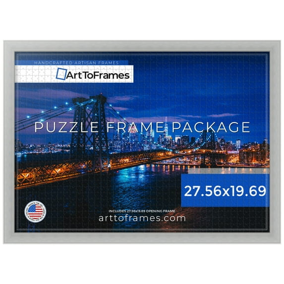 ArtToFrames 27.56x19.69 Inch - 70x50 CM Silver Puzzle Frame for 1000 piece Puzzles.1.25 Inch Custom MDF Puzzle Frames, Stainless Steel - Comes with Economy Acrylic