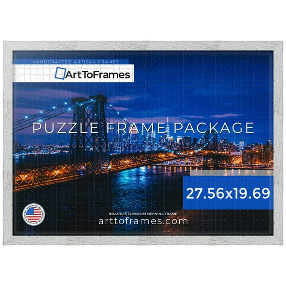 ArtToFrames 27.56x19.69 Inch - 70x50 CM White Puzzle Frame for 1000 piece Puzzles.1.00 Inch Custom Wood Puzzle Frames, White - Comes with Economy Acrylic