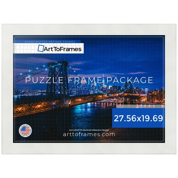 ArtToFrames 27.56x19.69 Inch - 70x50 CM White Puzzle Frame for 1000 piece Puzzles.2.00 Inch Custom MDF Puzzle Frames, White - Comes with Economy Acrylic