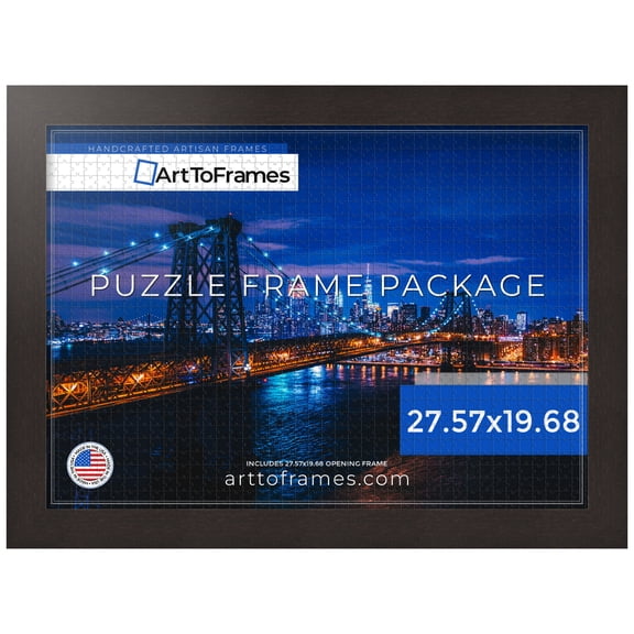 ArtToFrames 27.57x19.68 Inch - 70x50 CM Brown Puzzle Frame for 1000 piece Puzzles.2.00 Inch Custom MDF Puzzle Frames, Walnut - Comes with Economy Acrylic