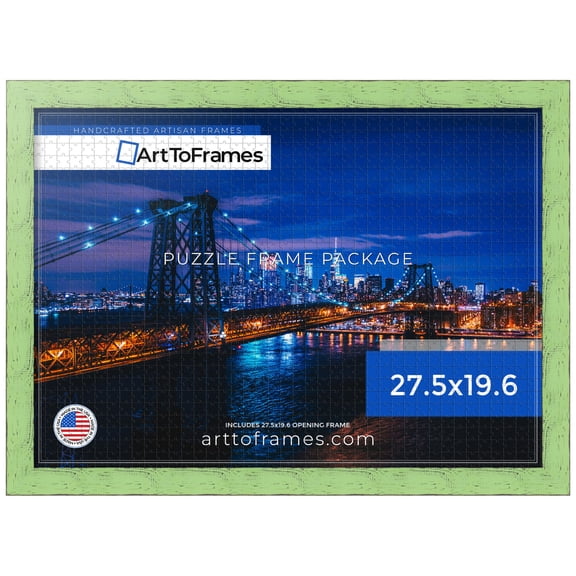 ArtToFrames 27.5x19.6 Inch - 70x50 CM Green Puzzle Frame for 1000 piece Puzzles.1.50 Inch Custom Wood Puzzle Frames, Pale Green - Comes with Economy Acrylic
