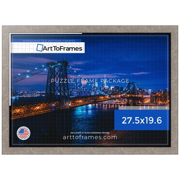 ArtToFrames 27.5x19.6 Inch - 70x50 CM Silver Puzzle Frame for 1000 piece Puzzles.1.25 Inch Custom MDF Puzzle Frames, Silver - Comes with Economy Acrylic