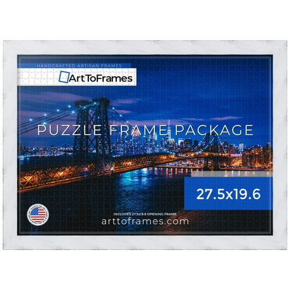 ArtToFrames 27.5x19.6 Inch - 70x50 CM White Puzzle Frame for 1000 piece Puzzles.1.50 Inch Custom Wood Puzzle Frames, White - Comes with Economy Acrylic