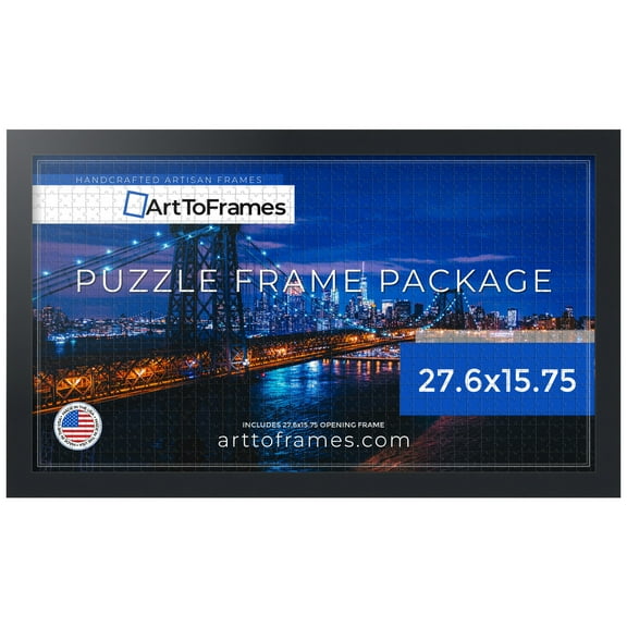 ArtToFrames 27.6x15.75 Inch - 70x40 CM Black Puzzle Frame for 100 piece Puzzles.1.25 Inch Custom MDF Puzzle Frames, Noir Black - Full Wrap - Comes with Economy Acrylic