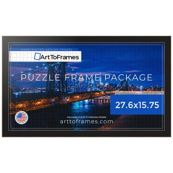 ArtToFrames 27.6x15.75 Inch - 70x40 CM Black Puzzle Frame for 100 piece Puzzles.1.25 Inch Custom MDF Puzzle Frames, Raw Edge Black - Comes with Economy Acrylic