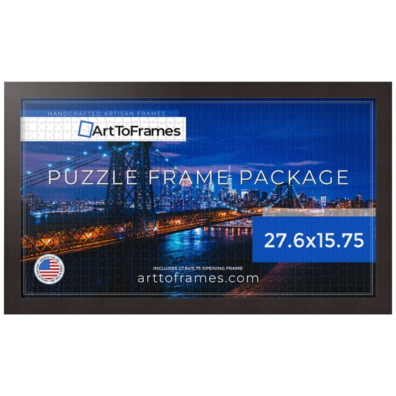 ArtToFrames 27.6x15.75 Inch - 70x40 CM Brown Puzzle Frame for 100 piece Puzzles.1.25 Inch Custom MDF Puzzle Frames, Coffee - Comes with Economy Acrylic