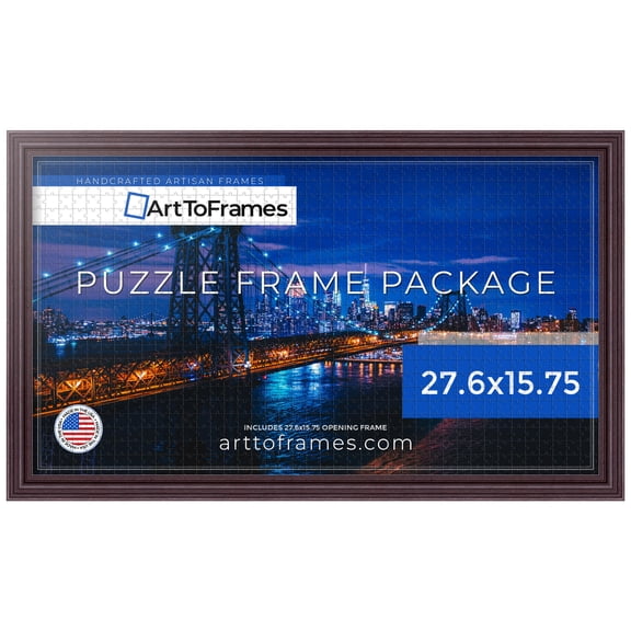 ArtToFrames 27.6x15.75 Inch - 70x40 CM Red Puzzle Frame for 100 piece Puzzles.1.25 Inch Custom Wood Puzzle Frames, Cherry - Comes with Economy Acrylic