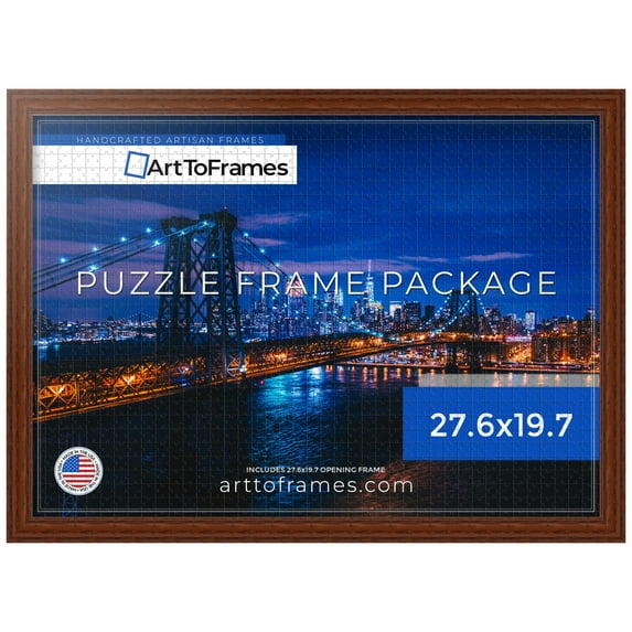 ArtToFrames 27.6x19.7 Inch - 70x50 CM Brown Puzzle Frame for 1000 piece Puzzles.1.25 Inch Custom Wood Puzzle Frames, Walnut - Comes with Economy Acrylic