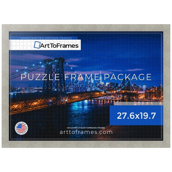 ArtToFrames 27.6x19.7 Inch - 70x50 CM Gray Puzzle Frame for 1000 piece Puzzles.1.25 Inch Custom MDF Puzzle Frames, Classic Silver - Comes with Economy Acrylic