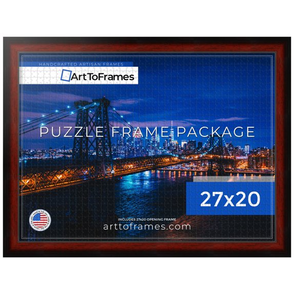 ArtToFrames 27x20 Inch - CM Brown Puzzle Frame for 2000 piece Puzzles.1.69 Inch Custom Wood Puzzle Frames, Matte mahogany Diploma - Comes with Economy Acrylic