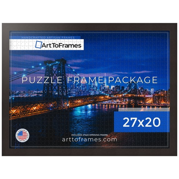 ArtToFrames 27x20 Inch - CM Brown Puzzle Frame for 2000 piece Puzzles.1.25 Inch Custom MDF Puzzle Frames, Coffee - Comes with Economy Acrylic