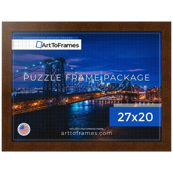 ArtToFrames 27x20 Inch - CM Brown Puzzle Frame for 2000 piece Puzzles.1.75 Inch Custom Wood Puzzle Frames, Brown - Comes with Economy Acrylic