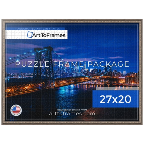 ArtToFrames 27x20 Inch - CM Multi Puzzle Frame for 2000 piece Puzzles.0.75 Inch Custom Wood Puzzle Frames, Silver - Comes with Economy Acrylic