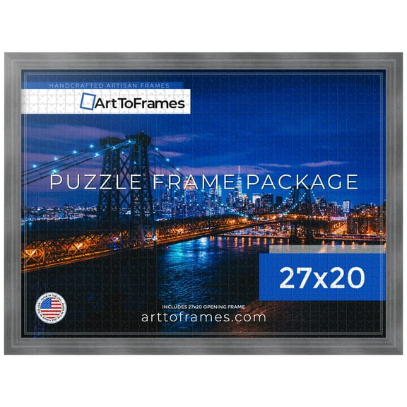 ArtToFrames 27x20 Inch -  CM Silver Puzzle Frame for 2000 piece Puzzles.1.25 Inch Custom MDF Puzzle Frames, Muted Cold Silver - Comes with Economy Acrylic