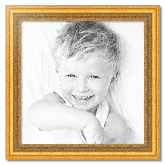 ArtToFrames 28" x 28" Traditional (real) Gold Leaf Picture Frame, 28x28 inch Gold Wood Poster Frame (WOM-4528)