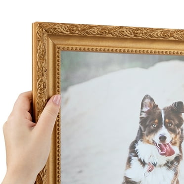 ArtToFrames 28" x 39" Bright Gold Picture Frame, 28x39 inch Gold Wood Poster Frame (WOM-4928)