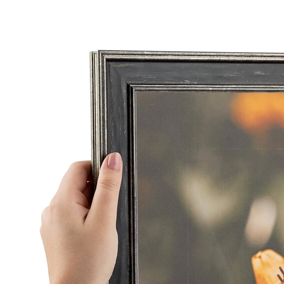 ArtToFrames 28" x 40" Black Panel With Silver Lip Picture Frame, 28x40 inch Multi Wood Poster Frame (WOM-5093)