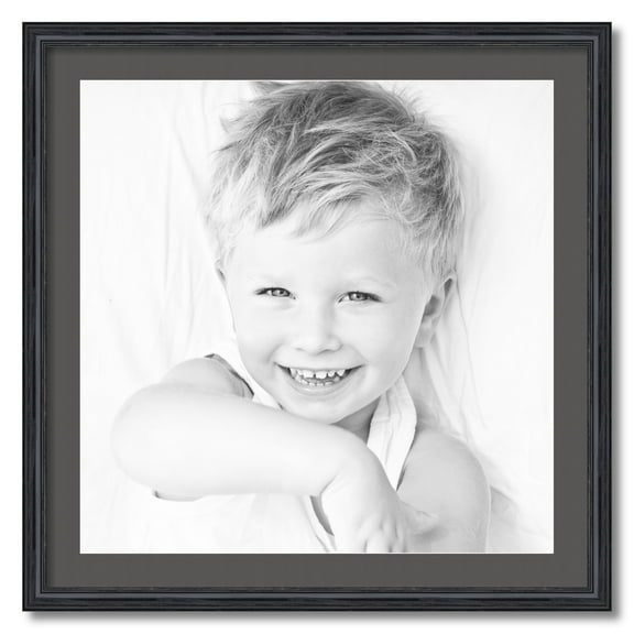 ArtToFrames 28x28" Matted Picture Frame with 24x24" Single Mat Photo Opening Framed in 1.25" Black Stain on Solid Red Oak and 2" Charcoal Mat (FWM-4083-28x28)