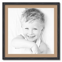 ArtToFrames 28x28 Matted Picture Frame with 24x24 Single Mat Photo Opening Framed in 1.25 Black Stain on Solid Red Oak and 2 Desert Sand Mat (FWM-4083-28x28)