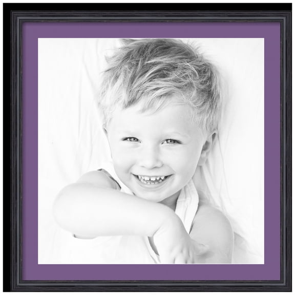 ArtToFrames 28x28" Matted Picture Frame with 24x24" Single Mat Photo Opening Framed in 1.25" Black Stain on Solid Red Oak and 2" Grape Mat (FWM-4083-28x28)