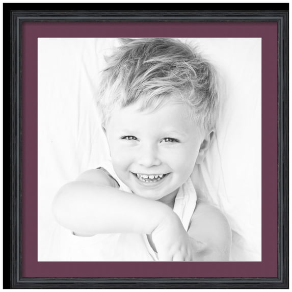ArtToFrames 28x28" Matted Picture Frame with 24x24" Single Mat Photo Opening Framed in 1.25" Black Stain on Solid Red Oak and 2" Ruby Mat (FWM-4083-28x28)