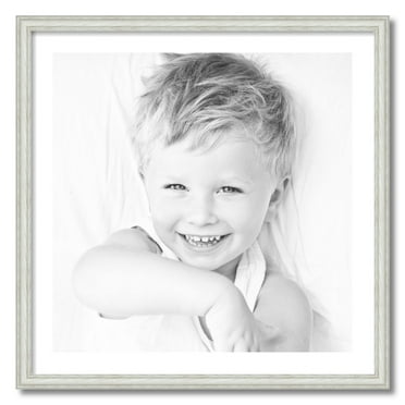 ArtToFrames 28x28" Matted Picture Frame with 24x24" Single Mat Photo Opening Framed in 1.25" Off White Wash on Ash and 2" Crisp Mat (FWM-4098-28x28)