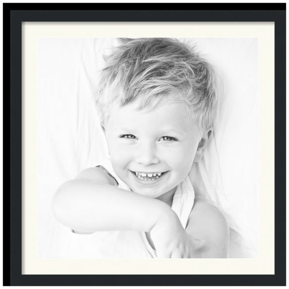 ArtToFrames 28x28" Matted Picture Frame with 24x24" Single Mat Photo Opening Framed in 1.25" Satin Black and 2" Chantilly Mat (FWM-3926-28x28)