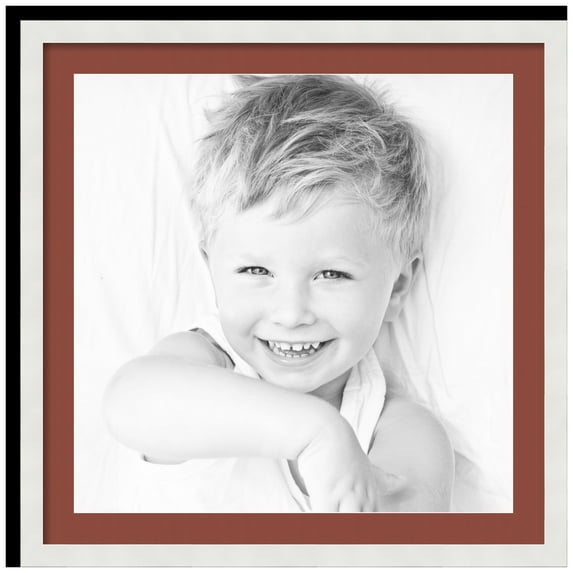 ArtToFrames 28x28" Matted Picture Frame with 24x24" Single Mat Photo Opening Framed in 1.25" Satin White Frame and 2" Cognac Mat (FWM-3966-28x28)