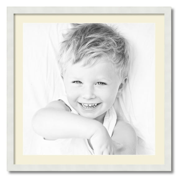 ArtToFrames 28x28 Matted Picture Frame with 24x24 Single Mat Photo Opening Framed in 1.25 Satin White Frame and 2 Ivory Mat (FWM-3966-28x28)