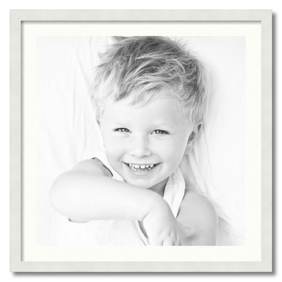 ArtToFrames 28x28" Matted Picture Frame with 24x24" Single Mat Photo Opening Framed in 1.25" Satin White Frame and 2" Porcelain Mat (FWM-3966-28x28)