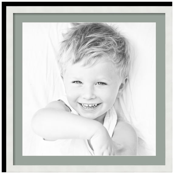 ArtToFrames 28x28" Matted Picture Frame with 24x24" Single Mat Photo Opening Framed in 1.25" Satin White Frame and 2" Silverpine Mat (FWM-3966-28x28)