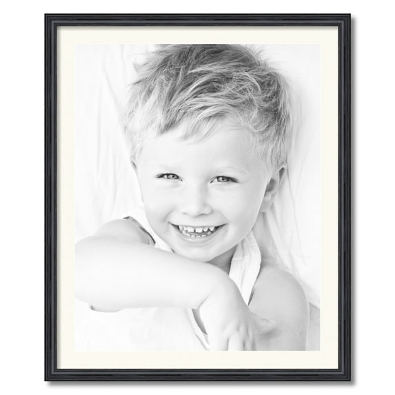 ArtToFrames 28x34" Matted Picture Frame with 24x30" Single Mat Photo Opening Framed in 1.25" Black Stain on Solid Red Oak and 2" Chantilly Mat (FWM-4083-28x34)