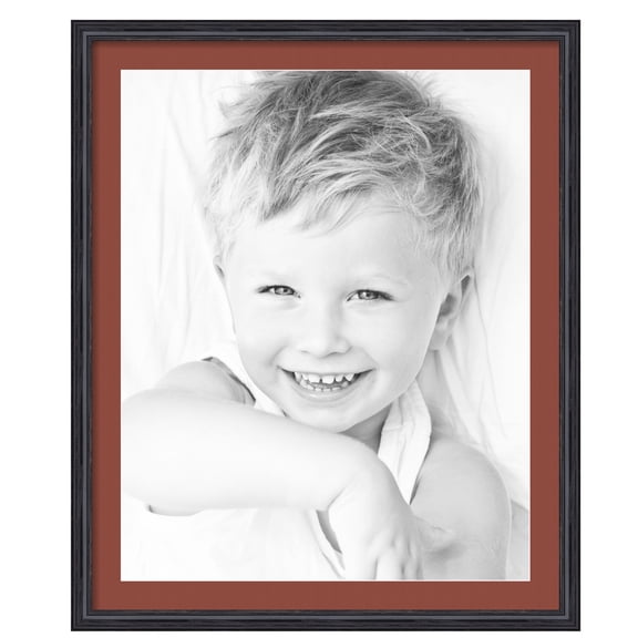 ArtToFrames 28x34" Matted Picture Frame with 24x30" Single Mat Photo Opening Framed in 1.25" Black Stain on Solid Red Oak and 2" Cognac Mat (FWM-4083-28x34)