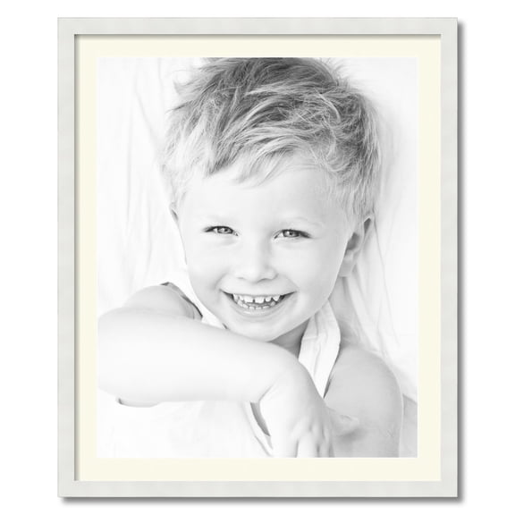 ArtToFrames 28x34 Matted Picture Frame with 24x30 Single Mat Photo Opening Framed in 1.25 Satin White Frame and 2 Brilliant White Mat (FWM-3966-28x34)