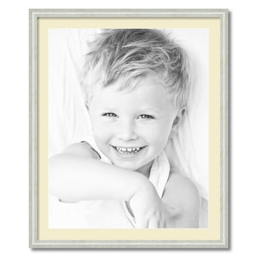 ArtToFrames 28x34 Matted Picture Frame with 24x30 Single Mat Photo Opening Framed in 1.25 Off White Wash on Ash and 2 Oyster Mat (FWM-4098-28x34)