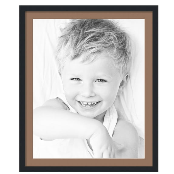 ArtToFrames 28x34" Matted Picture Frame with 24x30" Single Mat Photo Opening Framed in 1.25" Satin Black and 2" Sandpiper Mat (FWM-3926-28x34)