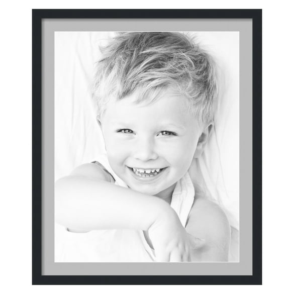 ArtToFrames 28x34" Matted Picture Frame with 24x30" Single Mat Photo Opening Framed in 1.25" Satin Black and 2" TV Grey Mat (FWM-3926-28x34)