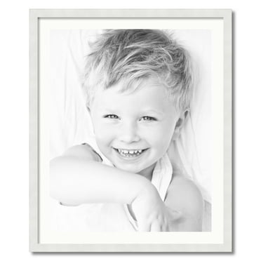 ArtToFrames 28x34 Matted Picture Frame with 24x30 Single Mat Photo Opening Framed in 1.25 Satin White Frame and 2 Fabric White Mat (FWM-3966-28x34)