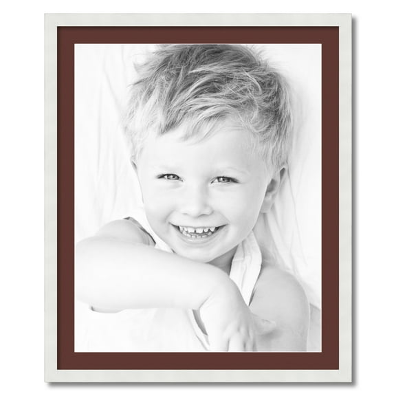 ArtToFrames 28x34 Matted Picture Frame with 24x30 Single Mat Photo Opening Framed in 1.25 Satin White Frame and 2 Maroon Mat (FWM-3966-28x34)