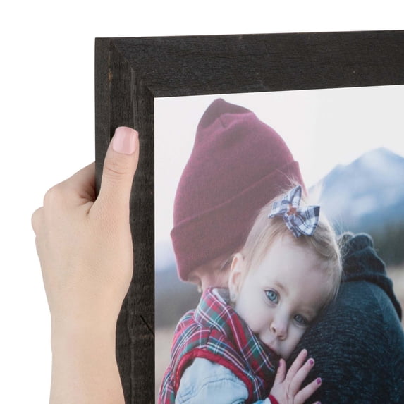 ArtToFrames 28x38 inch Wide Real Reclaimed Charcoal Barnwood Picture Frame, Black Wood Poster Frame (4819)