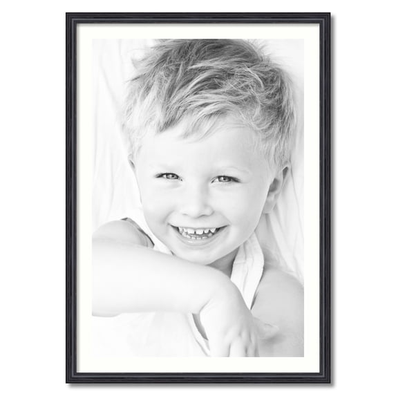 ArtToFrames 28x40 Matted Picture Frame with 24x36 Single Mat Photo Opening Framed in 1.25 Black Stain on Solid Red Oak and 2 Light Cream Mat (FWM-4083-28x40)