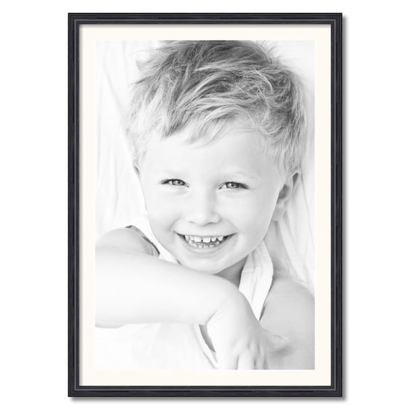 ArtToFrames 28x40 Matted Picture Frame with 24x36 Single Mat Photo Opening Framed in 1.25 Black Stain on Solid Red Oak and 2 White Mat (FWM-4083-28x40)