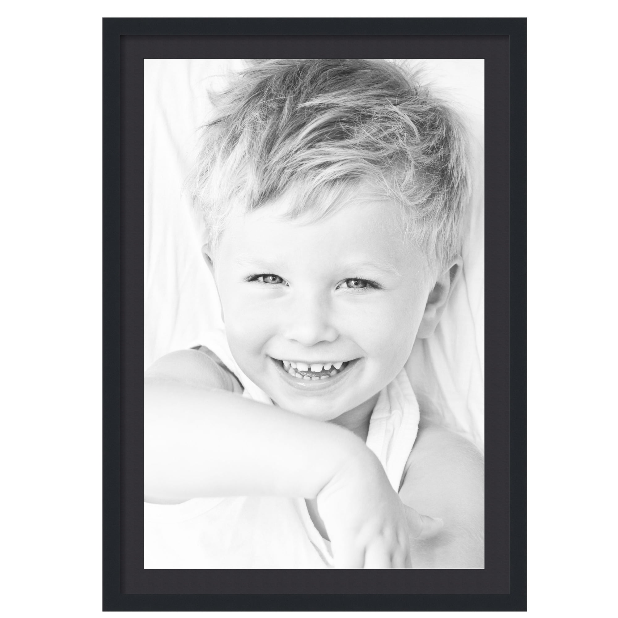 Black Satin 28x40 Wood Matted Picture Frame