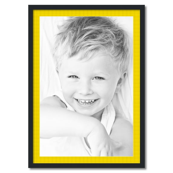 ArtToFrames 28x40" Matted Picture Frame with 24x36" Single Mat Photo Opening Framed in 1.25" Satin Black and 2" Canary Mat (FWM-3926-28x40)