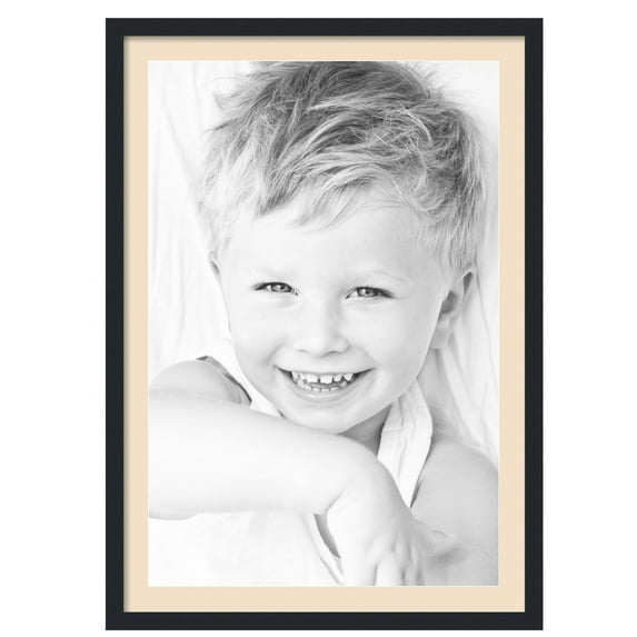 ArtToFrames 28x40" Matted Picture Frame with 24x36" Single Mat Photo Opening Framed in 1.25" Satin Black and 2" French Creme Mat (FWM-3926-28x40)