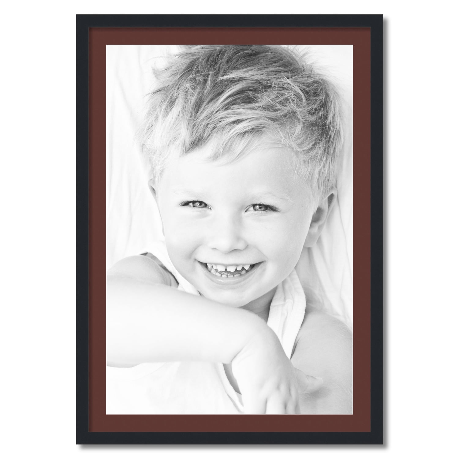 28x40 Maroon and Black Wood Picture Frame with Mat