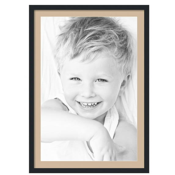 ArtToFrames 28x40" Matted Picture Frame with 24x36" Single Mat Photo Opening Framed in 1.25" Satin Black and 2" Scotch Mist Mat (FWM-3926-28x40)