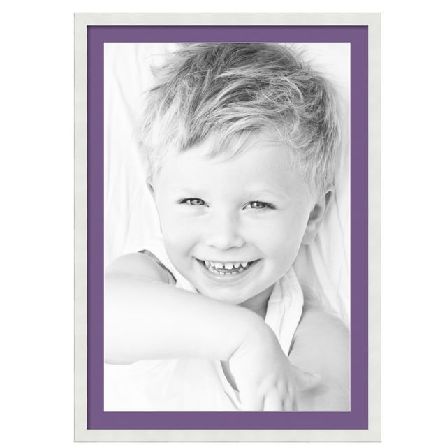 ArtToFrames 28x40" Matted Picture Frame with 24x36" Single Mat Photo Opening Framed in 1.25" Satin White Frame and 2" Grape Mat (FWM-3966-28x40)