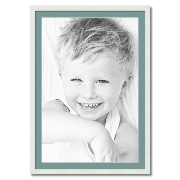 ArtToFrames 28x40 Matted Picture Frame with 24x36 Single Mat Photo Opening Framed in 1.25 Satin White Frame and 2 Nile Green Mat (FWM-3966-28x40)