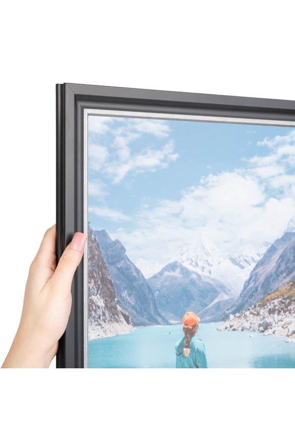 29" x 32" Black Velvet with Silver - 1.25 Picture Frame, 29x32 inch Black MDF Poster Frame (WOM-4691),  Pack